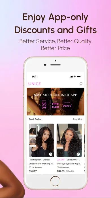 Capturas de pantalla de UNice: Wigs & Hair Bundles