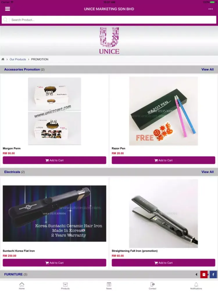 UNICE MARKETING SDN BHD iPad  سکرین شاٹس