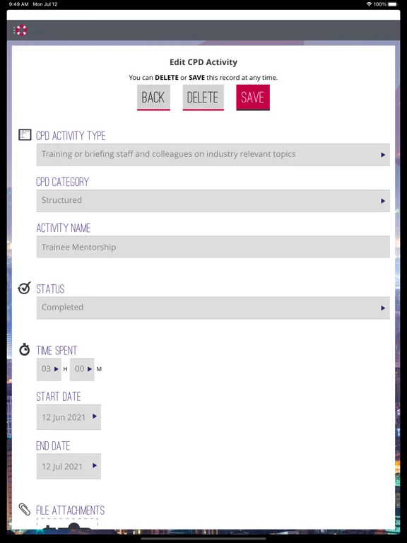 Screenshot di ComplianceServe CPD iPad 