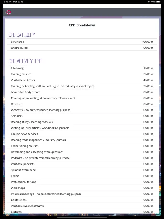 Screenshot di ComplianceServe CPD iPad 
