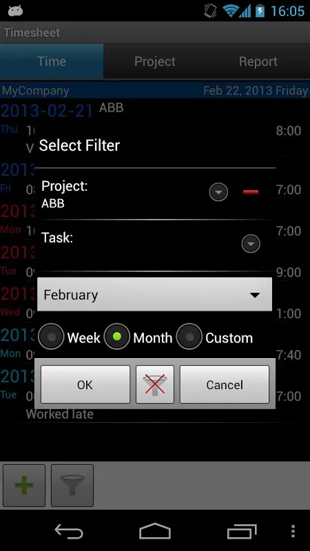 Timesheet Screenshots
