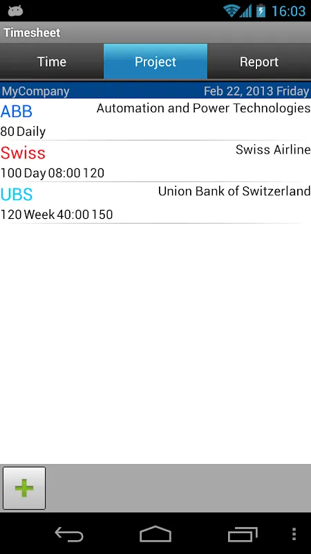 Timesheet Screenshots