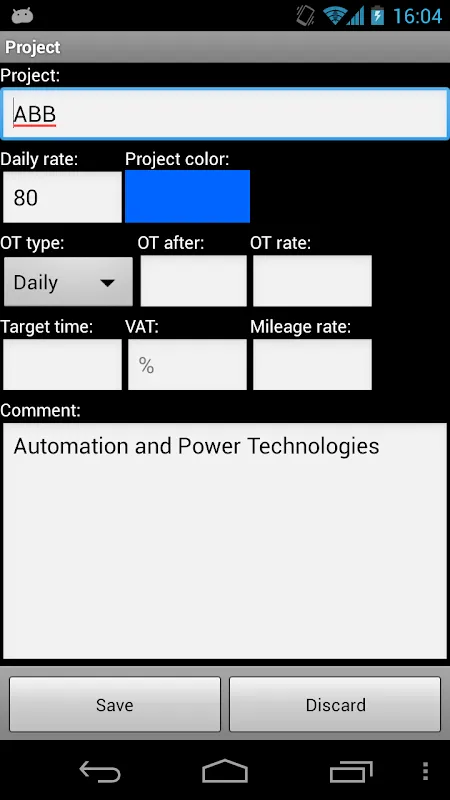 Timesheet Screenshots