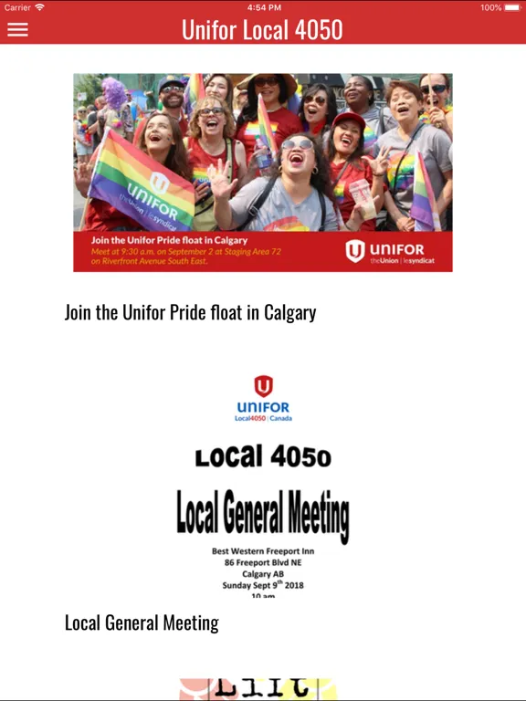 Captures d'écran de Unifor Local 4050 iPad 