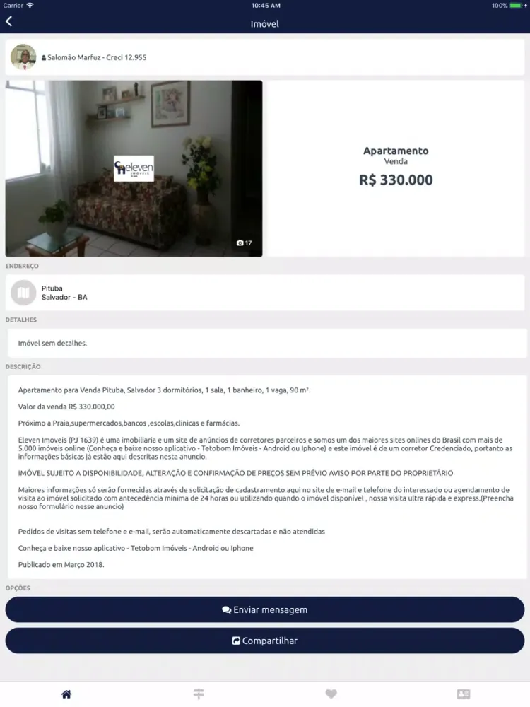 Capturas de tela do Eleven Imoveis iPad 