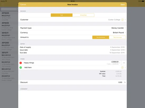 MyInvoice iPad  سکرین شاٹس