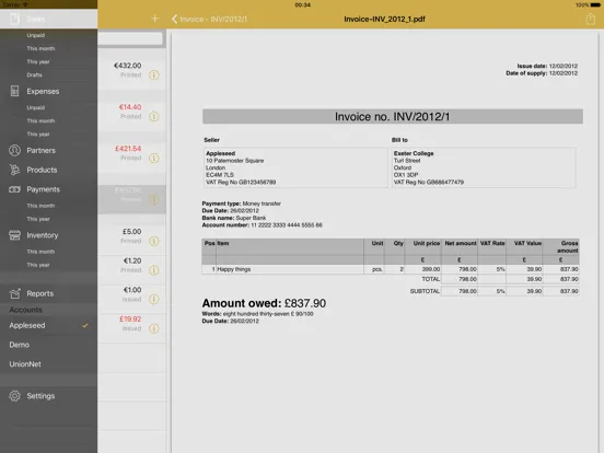 MyInvoice iPad  سکرین شاٹس
