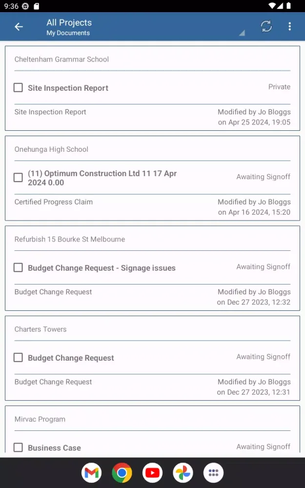 Tangkapan skrin UniPhi OnSite