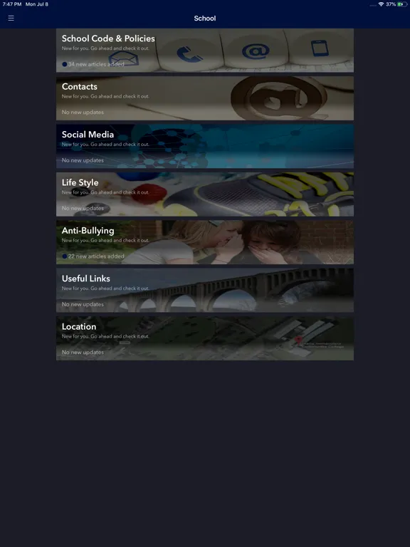 Tangkapan layar Coláiste Iósaef School iPad 