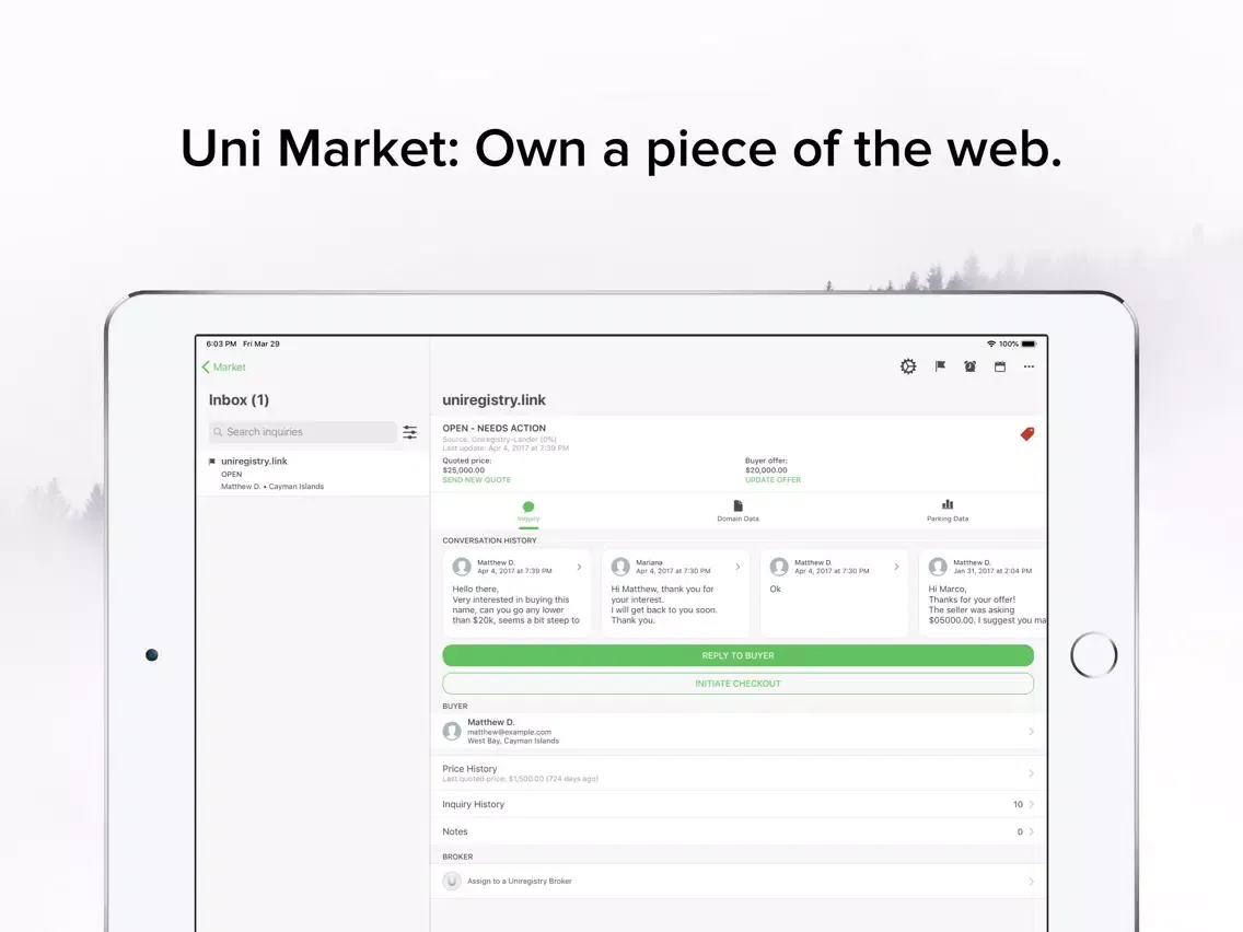 Zrzuty ekranu Uni Domains iPad 