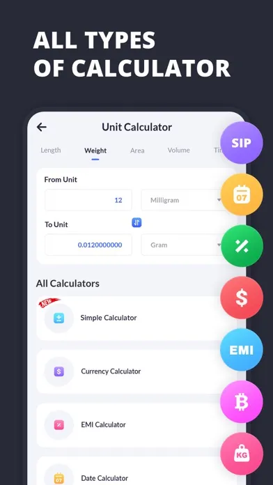 Capturas de pantalla de Unit Converter and Calc