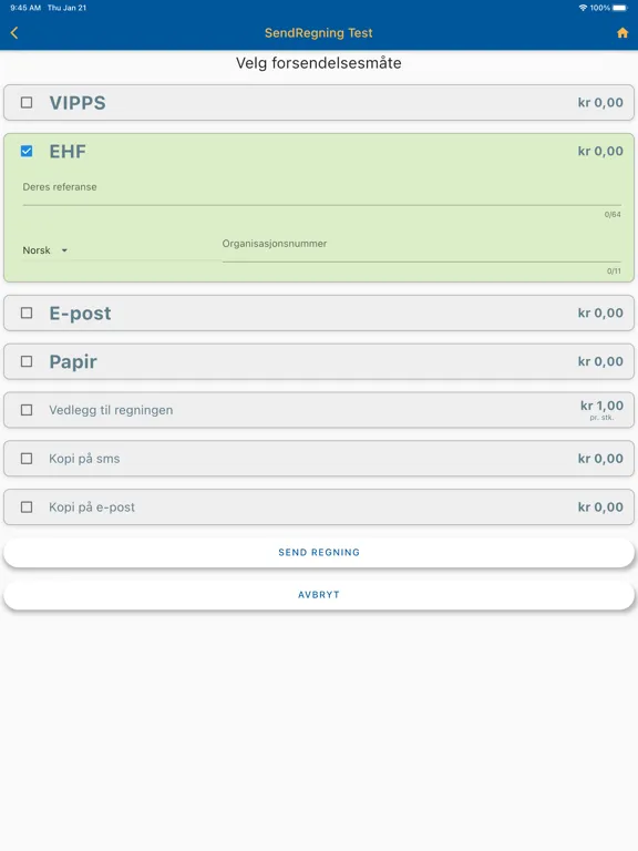 Zrzuty ekranu SendRegning iPad 