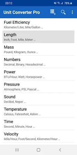 ภาพหน้าจอของ Unit Converter Pro