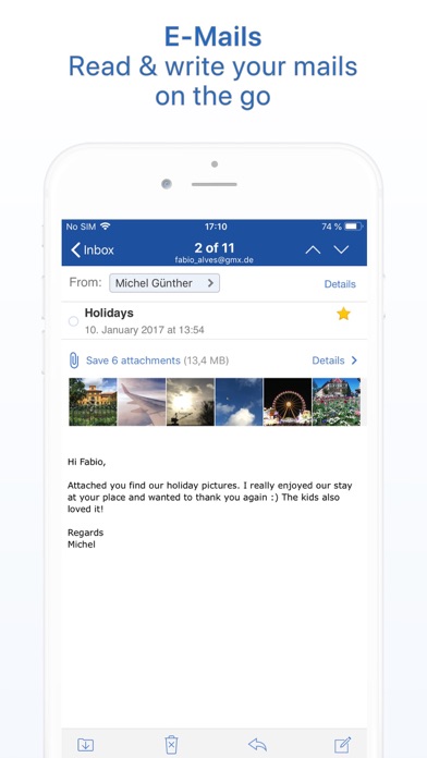 Ảnh chụp màn hình của GMX - Mail & Cloud