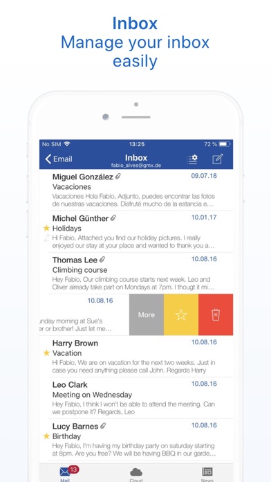Ảnh chụp màn hình của GMX - Mail & Cloud
