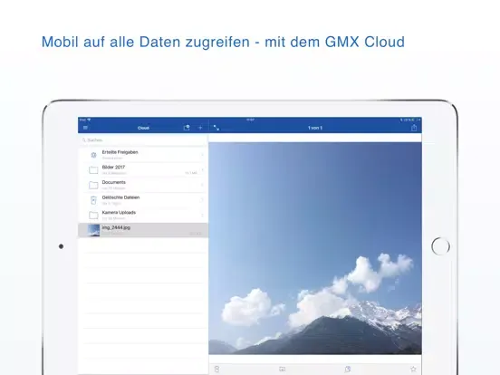 Screenshot di GMX Cloud iPad 