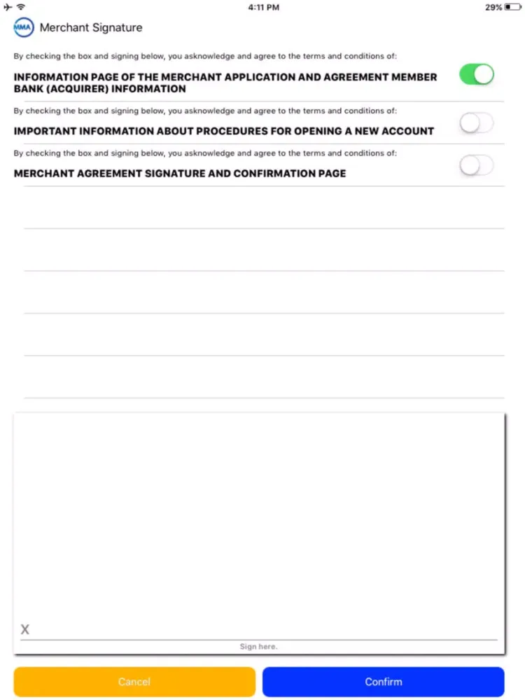Capturas de tela do Mobile Merchant Application iPad 