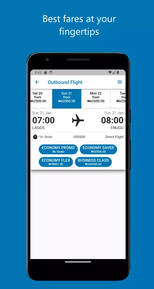 Tangkapan layar United Nigeria Airlines