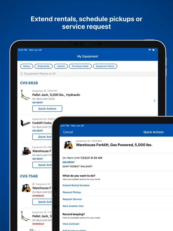Capturas de tela do United Rentals iPad 
