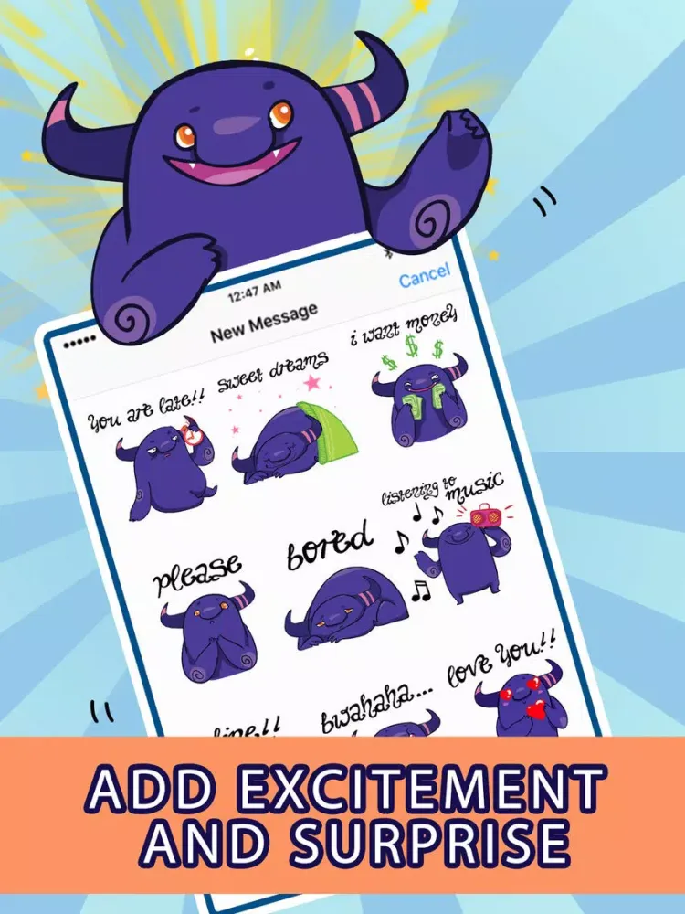 Скриншоты Happy Monster Emoji - Sticker Set for iMessage iPad 
