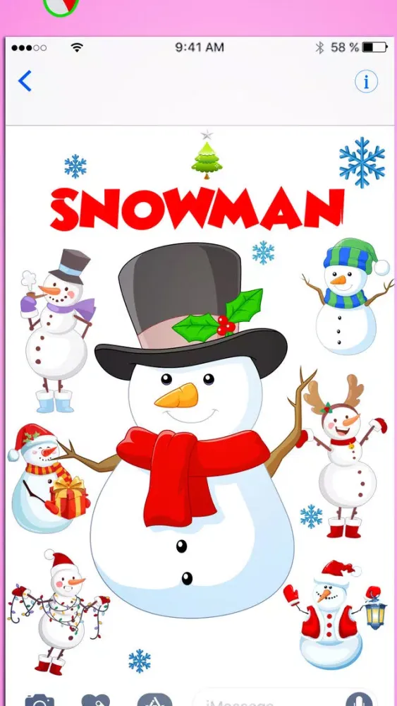 Snowman Emoji - Winter Sticker Pack for iMessage স্ক্রিনশট
