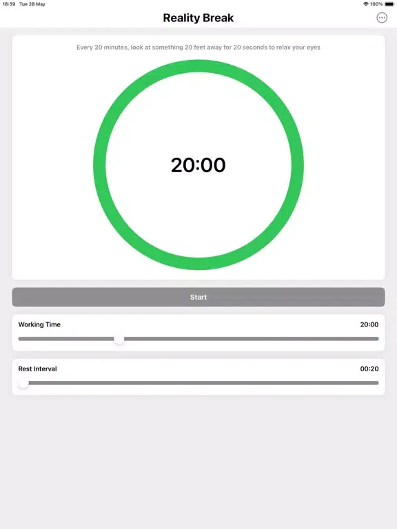 Ảnh chụp màn hình của Reality Break 20 20 20 Eyecare iPad 