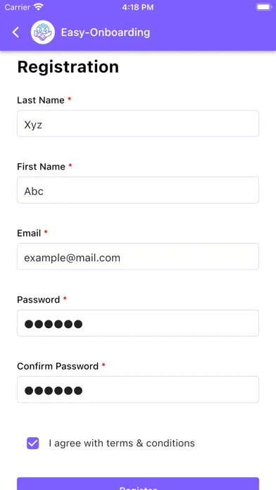 Скриншоты Ez-Onboarding