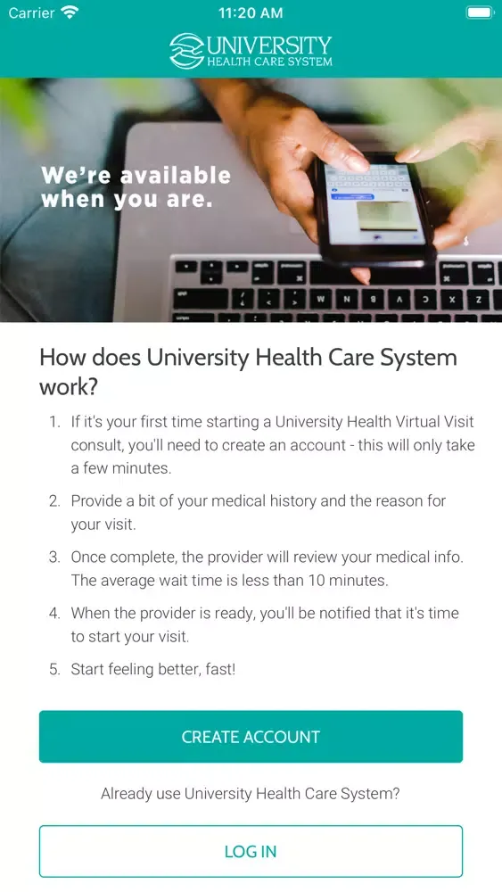 UHCS Virtual Visits Screenshots