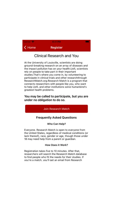 Скриншоты UofL Clinical Trials Mobile