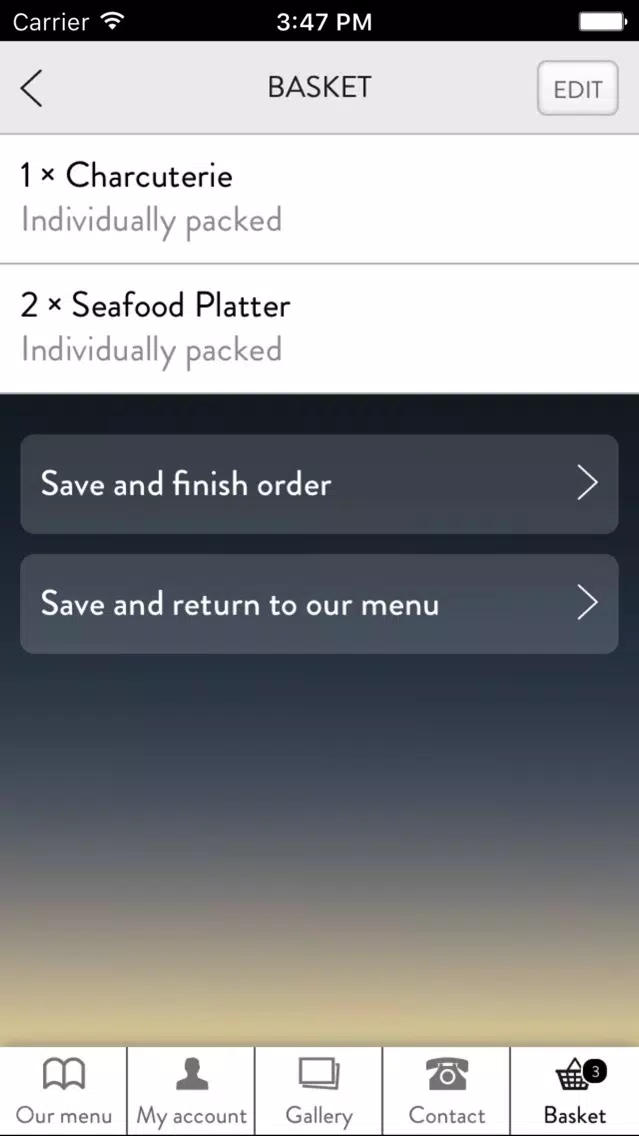ภาพหน้าจอของ Bon Soirée menu app