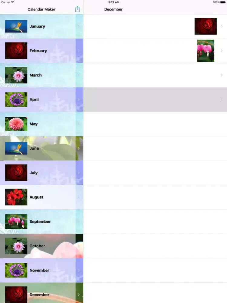 Calendar Maker 2017 - Create Photo Calendar as PDF iPad  سکرین شاٹس
