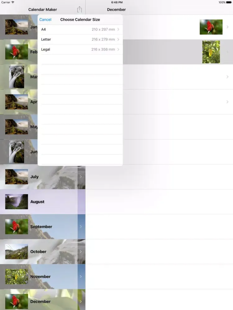 Zrzuty ekranu Calendar Maker 2018 iPad 