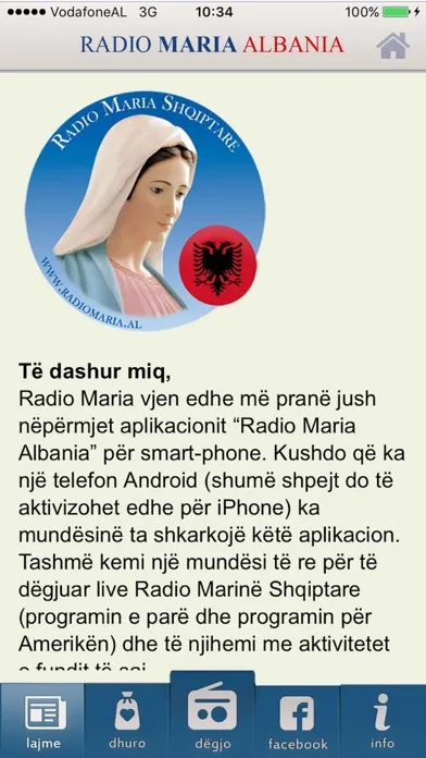 Tangkapan layar Radio Maria Albania