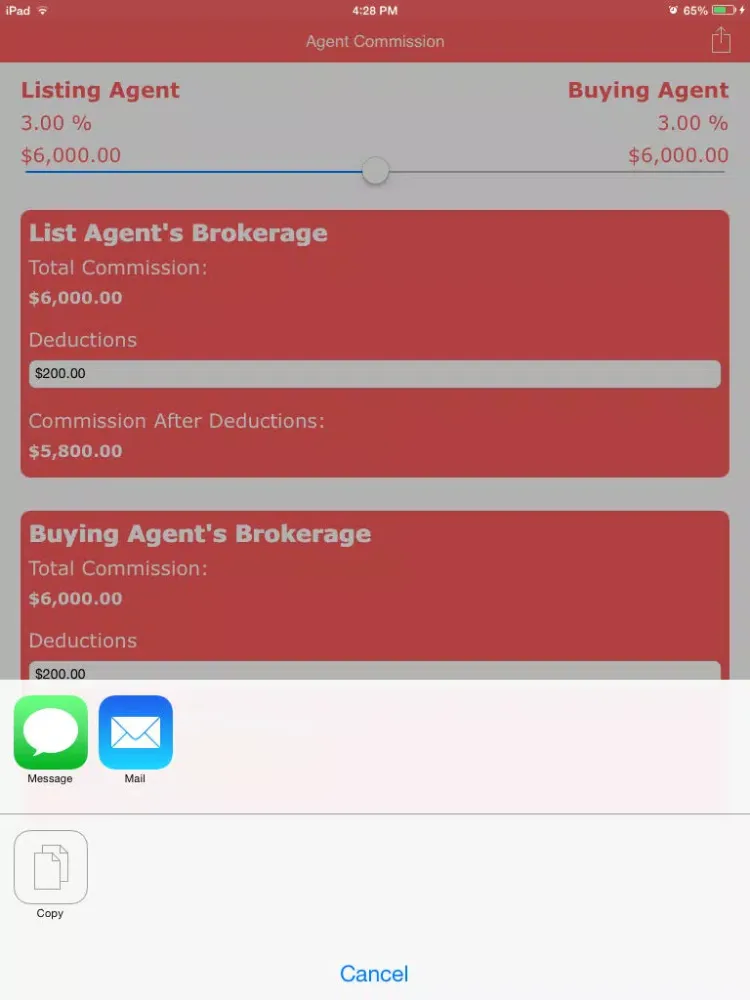Zrzuty ekranu Real Estate Agent Commission Calculator iPad 