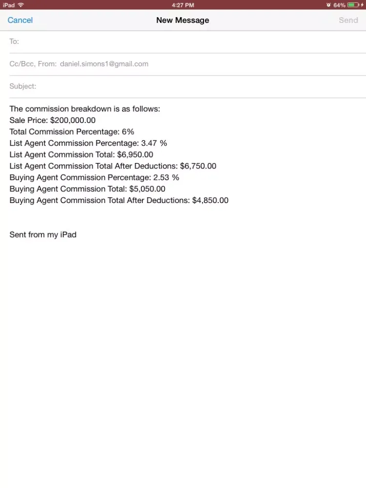 Zrzuty ekranu Real Estate Agent Commission Calculator iPad 