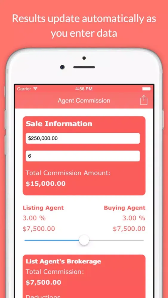 Zrzuty ekranu Real Estate Agent Commission Calculator