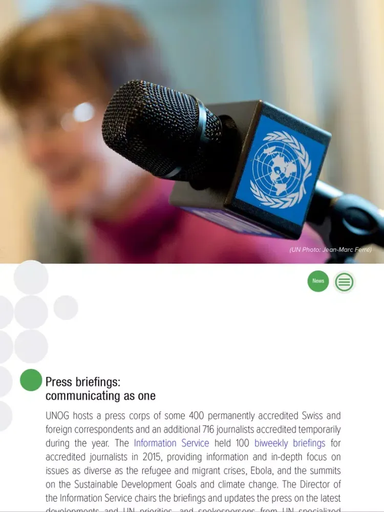 Zrzuty ekranu 2015 UNOG Annual Report iPad 