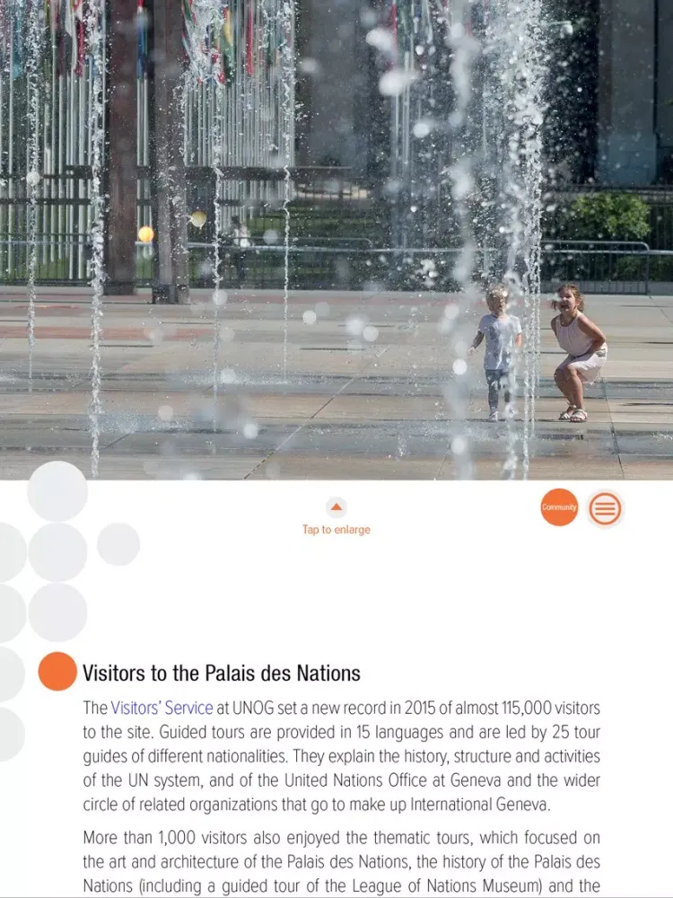 Zrzuty ekranu 2015 UNOG Annual Report iPad 