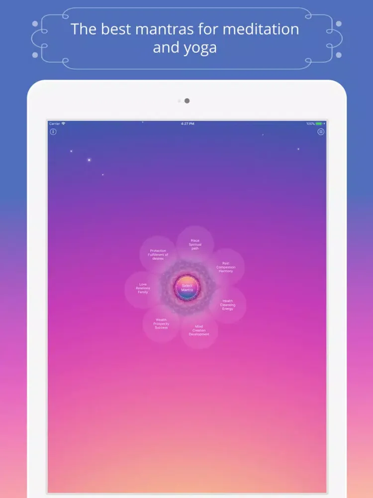 Tangkapan layar Mantras for Meditation iPad 