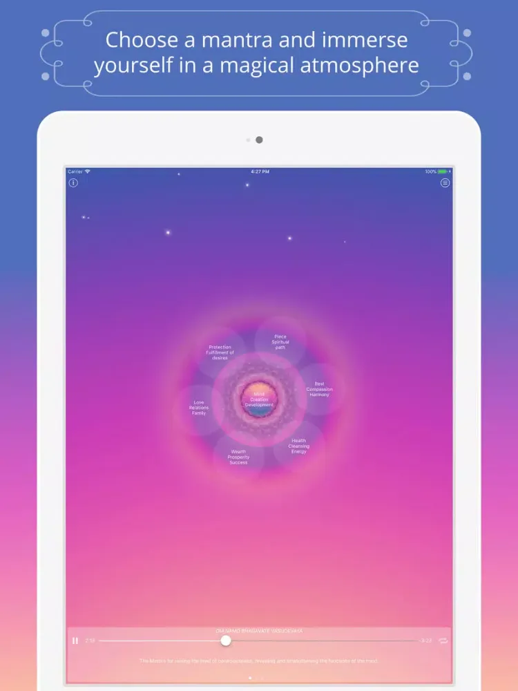 Tangkapan layar Mantras for Meditation iPad 