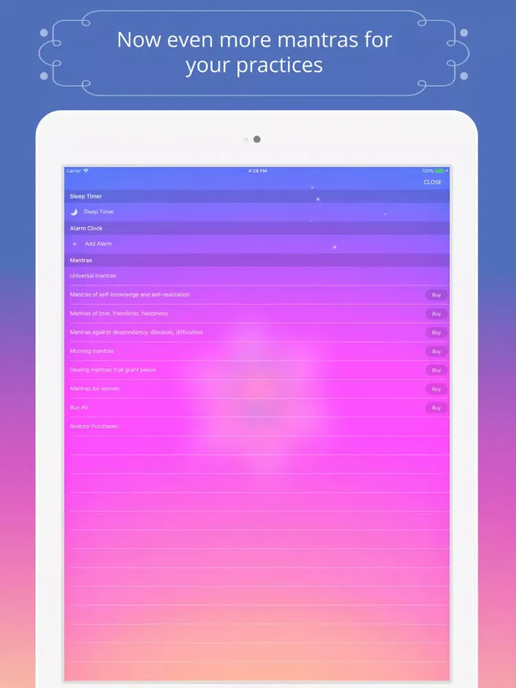 Tangkapan layar Mantras for Meditation iPad 
