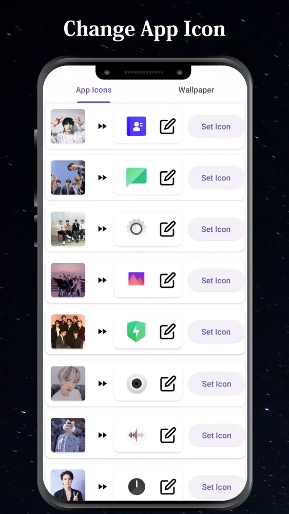 BTS Wallpaper Theme App Icons Screenshots