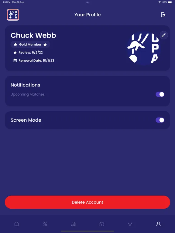 Tangkapan layar UPA Mobile iPad 