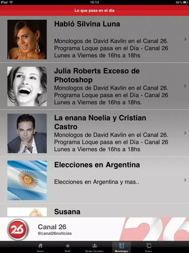 Ảnh chụp màn hình của Lo que pasa en el Dia – Canal 26 iPad 