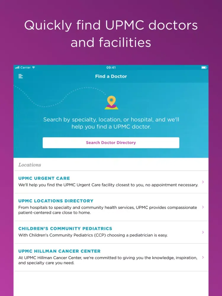 Captures d'écran de UPMC HealthBeat iPad 