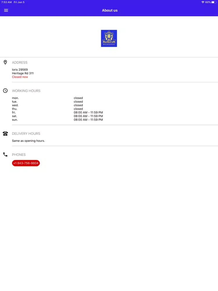 Mane Street Grill iPad  स्क्रीनशॉट