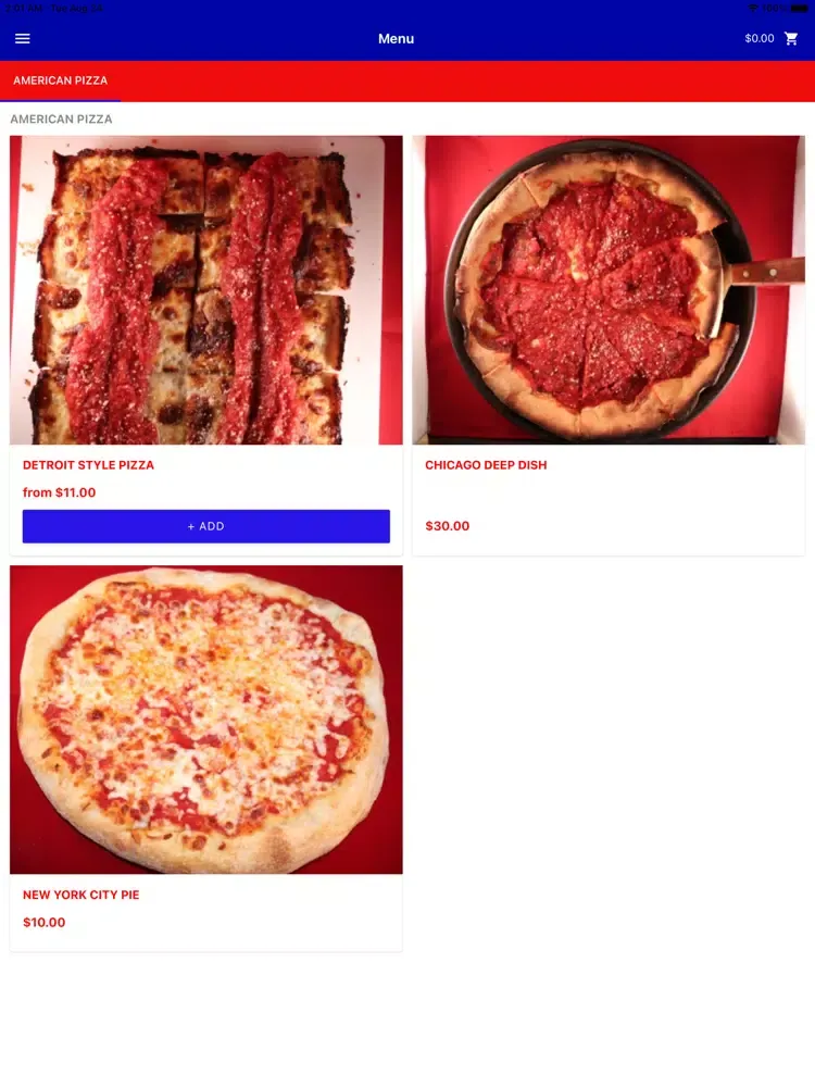 Ảnh chụp màn hình của Uncle Dom's American Pizza iPad 