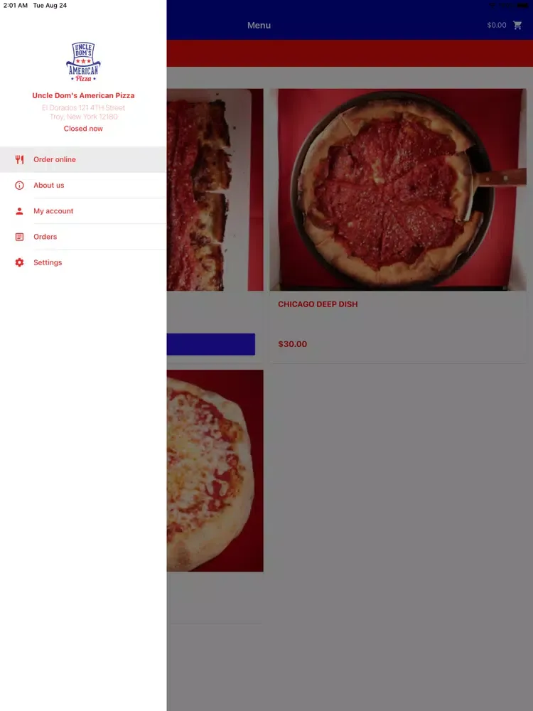 Ảnh chụp màn hình của Uncle Dom's American Pizza iPad 