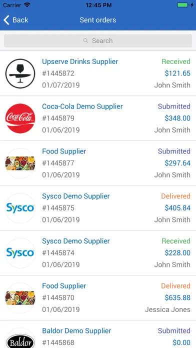 Capturas de tela do Upserve Inventory