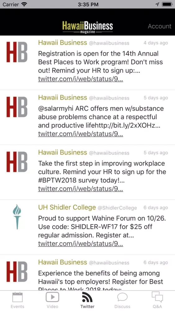 Capturas de tela do Hawaii Business Events